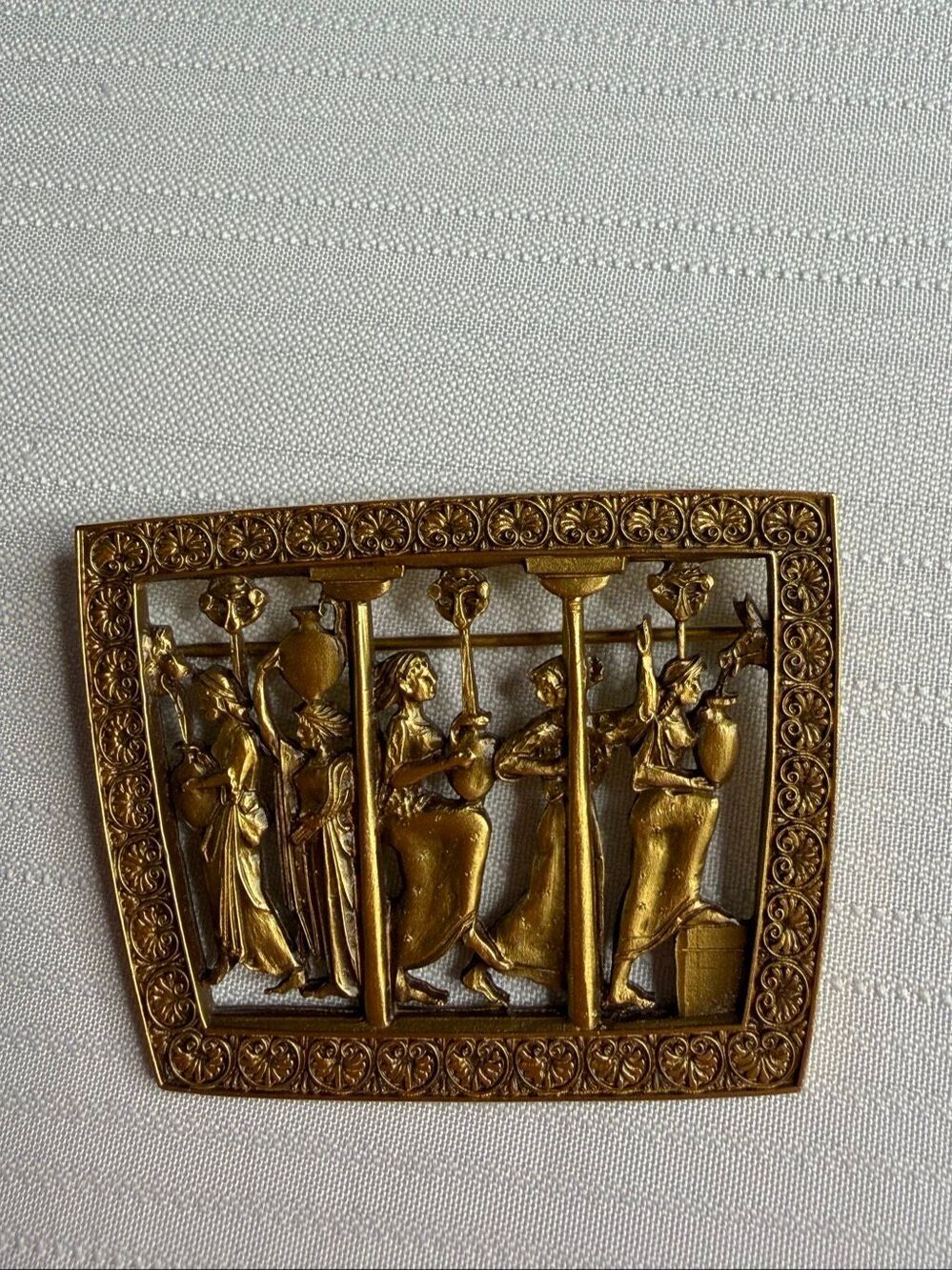 Vintage Museum of Fine Arts Signed MFA Greek Vase Pin Boston 24K Gold Plate